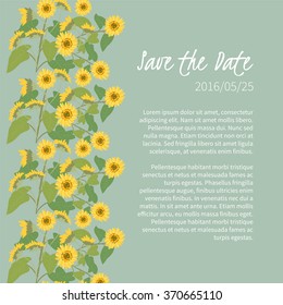 Floral  sunflower retro vintage background, vector illustration