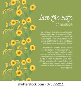 Floral  sunflower retro vintage background, vector illustration