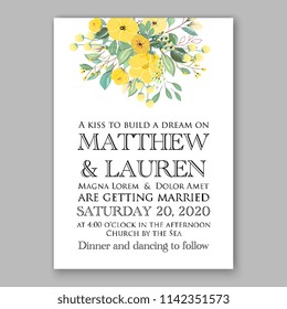 Floral sunflower wedding invitation vector template Rose peony ranunculus flower greenery bridal shower invitation background chrysanthemum