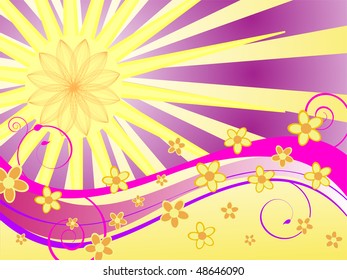 floral sunshine background - vector