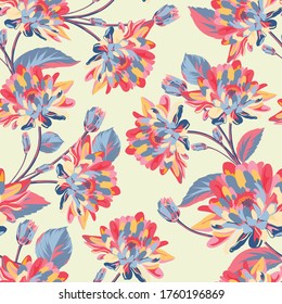 Floral surface design, botanical seamless pattern, floral design, fabric print, decor print