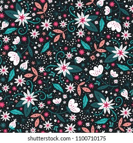 Floral surface pattern design. Vector seamless texture can be used for fabric, wrapping paper, greeting cards, phone cases, stationery and gift products. 