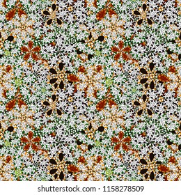 Floral sweet seamless background for textile, fabric, covers, wallpapers, print, wrap, scrapbooking, quilting, decoupage. Pretty vintage feedsack pattern in small white, black and gray flowers.