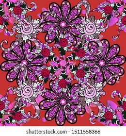Floral sweet seamless background for textile, fabric, covers, wallpapers, print, wrap, scrapbooking, quilting, decoupage. Pretty vintage feedsack pattern in small neutral, black and orange flowers.