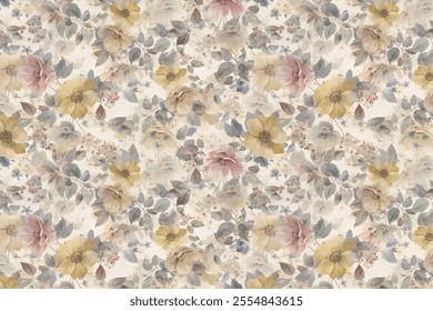 Floral sweet seamless background for textile, fabric, wallpapers, gift wrap, scrapbooking, quilting, decoupage. Satin print.