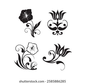 Floral swirl decorative ornament set vector