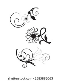 Floral swirl decorative ornament set vector