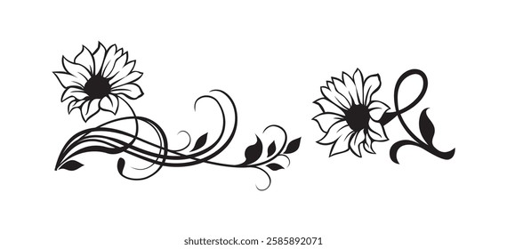 Floral swirl decorative ornament set vector