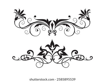 Floral swirl decorative ornament set vector