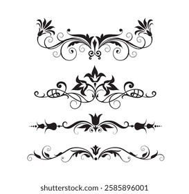 Floral swirl decorative ornament set vector