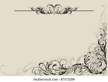 Floral swirl ornamental design.Background retro floral ornamental design.Each of elements can easily regroup.