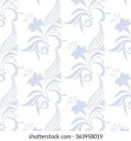 Floral swirl pattern in blue serenity color. Vector