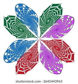 Floral swirl patterns. Abstract vector blossoms. Vivid petal shapes. Decorative botanical elements.