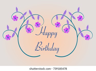 Floral swirl with word happy birthday