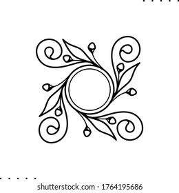 Floral swirls frame vector icon in outlines