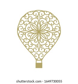 floral swirls pattern inside hot air balloon shape, vector