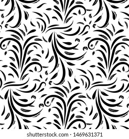 Floral swirls pattern style. Seamless vector illustration background.