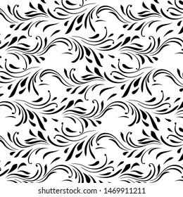 Floral swirls pattern style. Seamless vector illustration background.