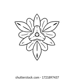 Floral Symbol - Silhouette - Ready for Print - Isolated on White