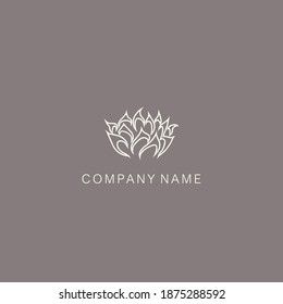 A floral symbol in a simple form. Rose or peony logo