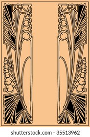 floral symmetric scenery on a beige background