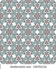 Floral symmetric seamless background. Vector illustration.