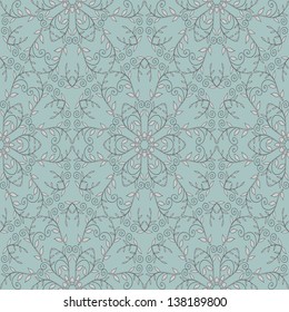 Floral symmetric seamless background. Vector illustration.