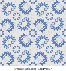 Floral symmetric seamless background. Vector illustration.