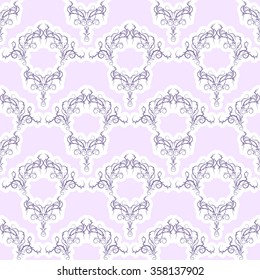 Floral symmetrical delicate pattern with swirls on a light background.
