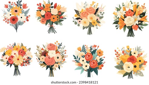 Floral Symphony: Bunch of Flowers Vector : Immerse your projects in a burst of natural beauty with our Floral Symphony Bunch of Flowers Design Illustration Vector