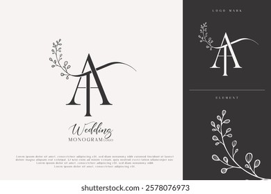 Floral TA AT Wedding Monogram Logo