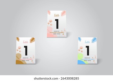 Floral Table Number 1 Card Mockup – Elegant Printable Design for Wedding