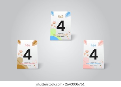 Floral Table Number 4 Card Mockup – Elegant Printable Design for Wedding or Event Decoration