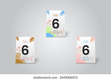 Floral Table Number 6 Card restaurant Mockup