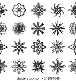 Floral tattoo symbols. Seamless pattern.