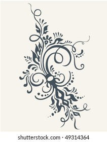 Floral tattoo vector ornament. Vintage decor