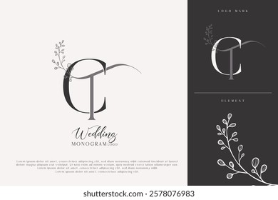 Floral TC CT Wedding Monogram Logo