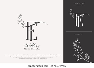 Floral TE ET Wedding Monogram Logo