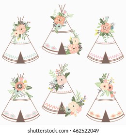 Floral Teepee Collection - Perfect for Tribal, Floral, Weeding, Valentine's, Mother's day and many more. 