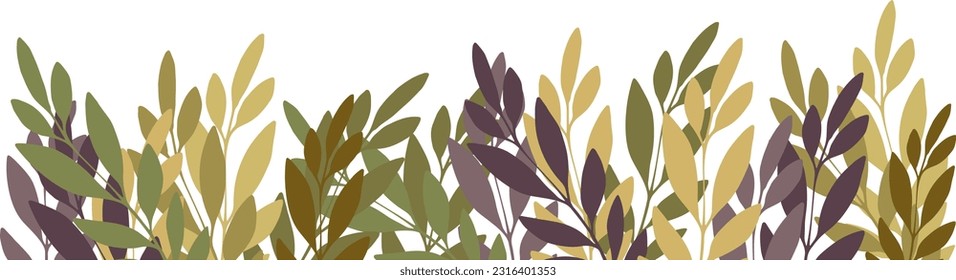 Floral template with abstract olive branches on a white background. Floral vector ornament for postcards, textiles, banner.