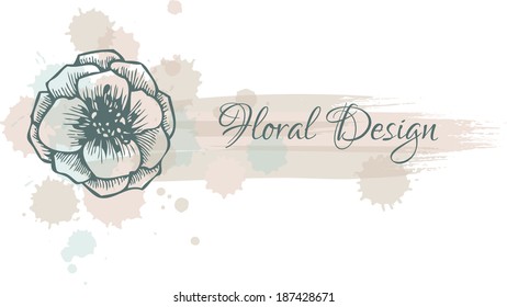 Floral template, hand drawn vector illustration