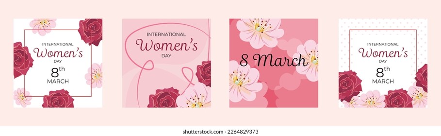 Floral template for international womens day. For banners, cards, posters, backgrounds, web advertisements, social media. 
