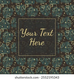Floral template for invitation design. Square frame with colorful leaves foliage. Thanksgiving