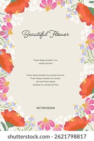 Floral template for poster, card, cover, label, banner in modern elegant style and beautiful summer and spring design templates with flowers and plants.