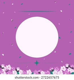 Plantilla floral con flores de sakura, Anuncio de primavera, flores de cerezo, fondo de primavera