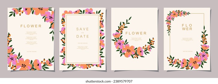 Floral template set for poster, card, cover, label, banner, invitation in beautiful luxury botanical style and Elegant garden vector design templates with flowers and plants.