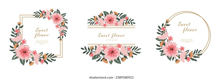 Floral template set for poster, card, cover, label, banner, invitation in beautiful luxury botanical style and elegant garden vector design frame with flowers and plants.