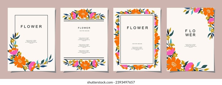 Plantilla floral para afiche, tarjeta, cubierta, etiqueta, banner de estilo minimalista moderno y plantillas de diseño de verano sencillas con flores y plantas.