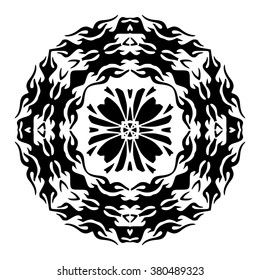 Floral template for tattoo and design. Floral mandala isolated on white background