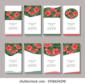 Floral templates with flowers. For romantic and wedding design, announcements, greeting cards, posters, advertisement.